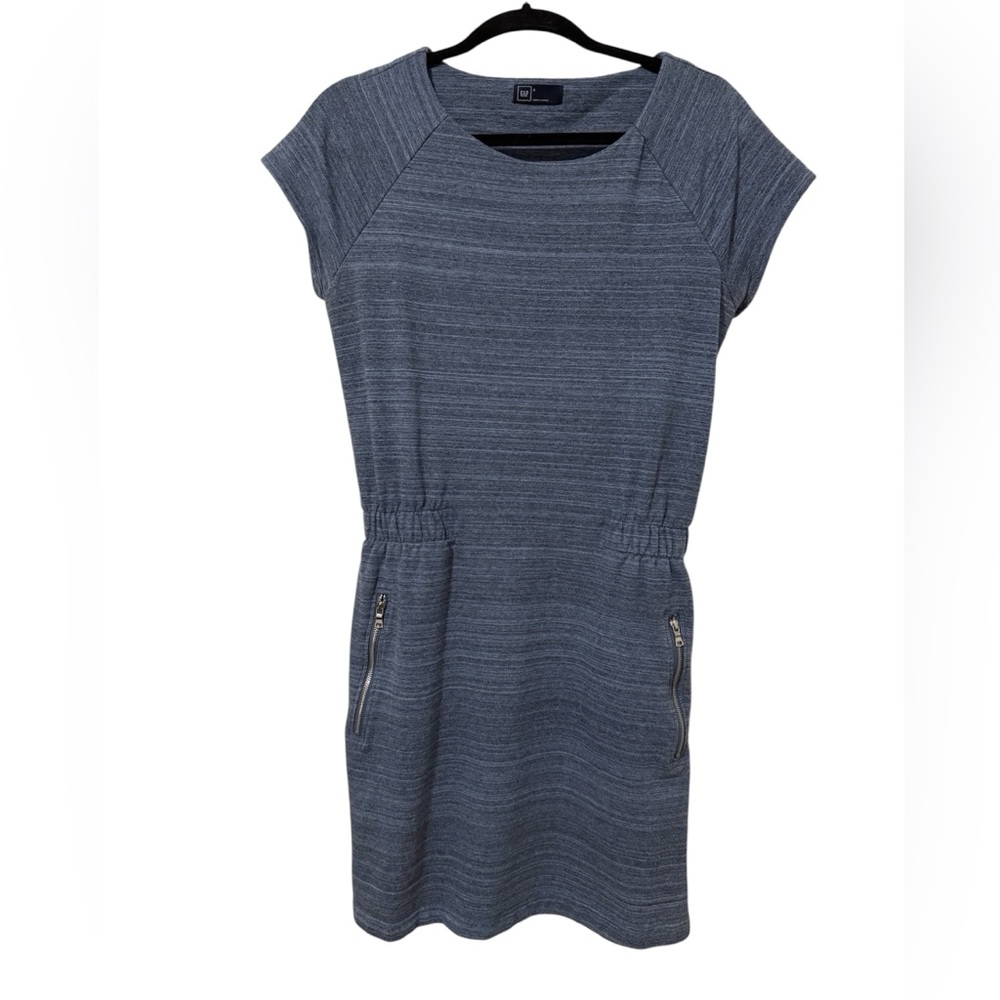 GAP Blue Knit Casual Athleisure Dress with Zipped Pockets (Size S)